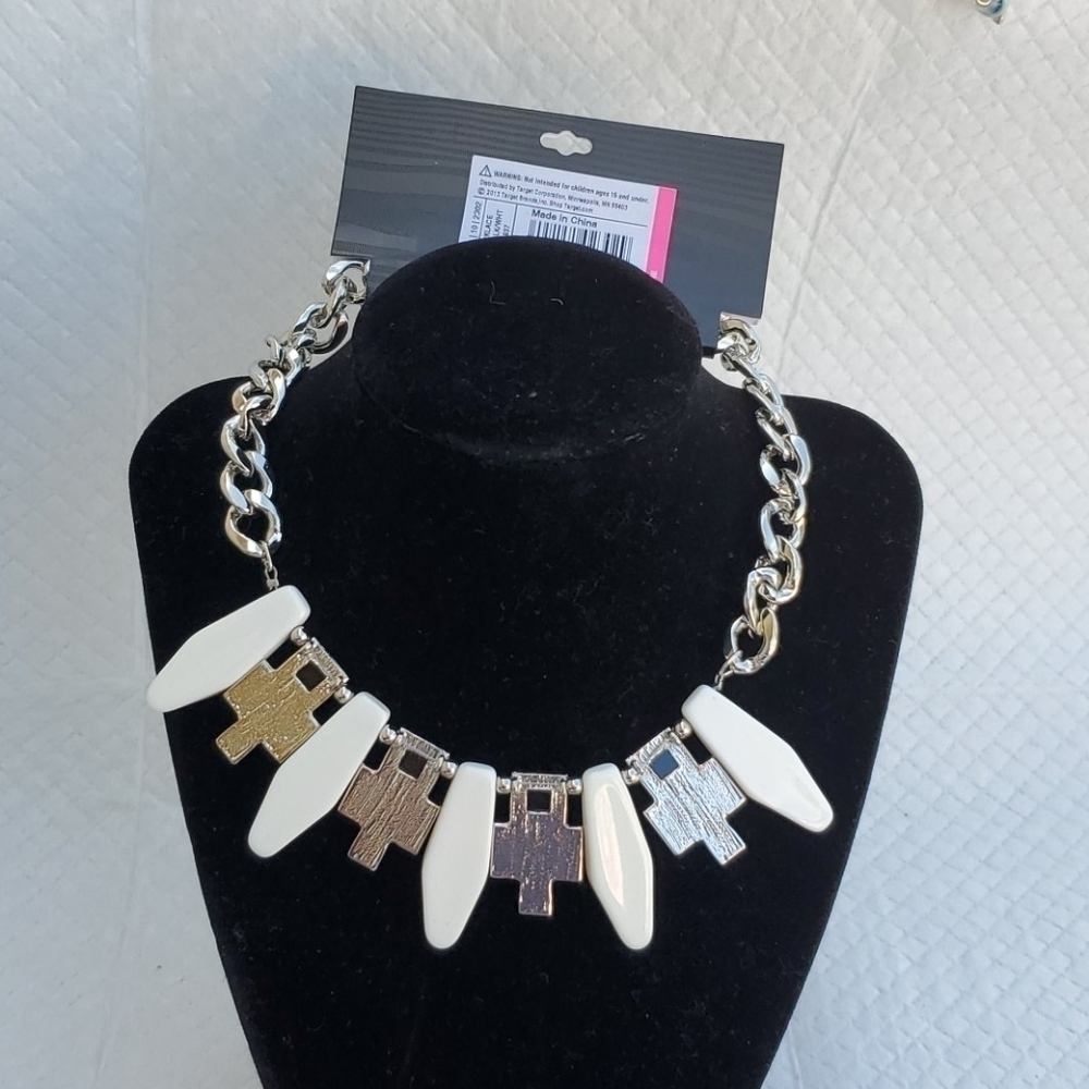 NEW CURB CHAIN COLORBLOCK NECKLACE SUMMER‎ - Picture 7 of 8